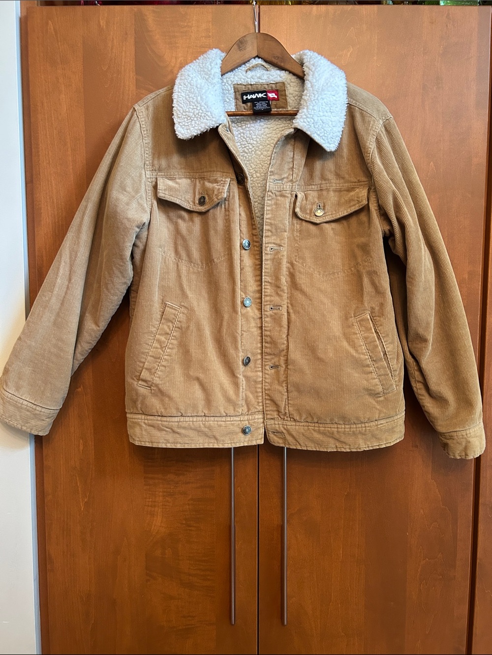 Tony Hawk Tan Corduroy Sherpa-Lined trucker jacket, Shirt Jacket, sz M